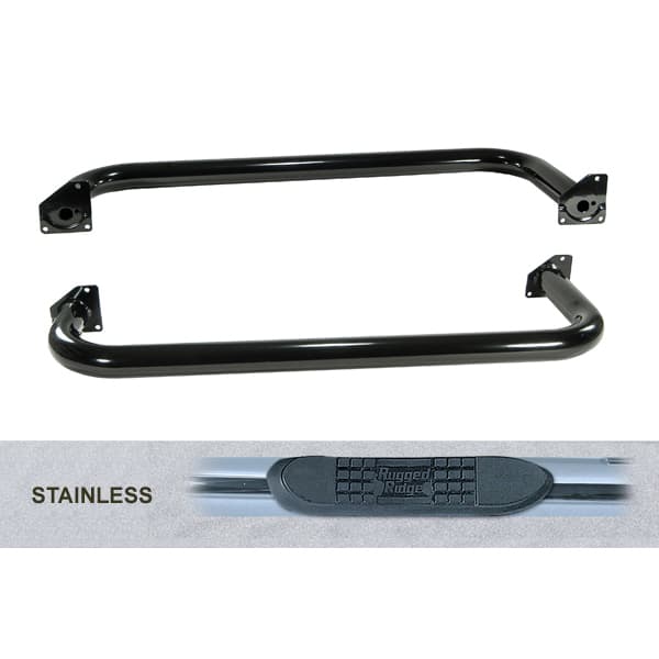Σωληνωτό Σκαλοπάτι χρωμίου 3 Wrangler  87-95 ( Ζευγάρι)